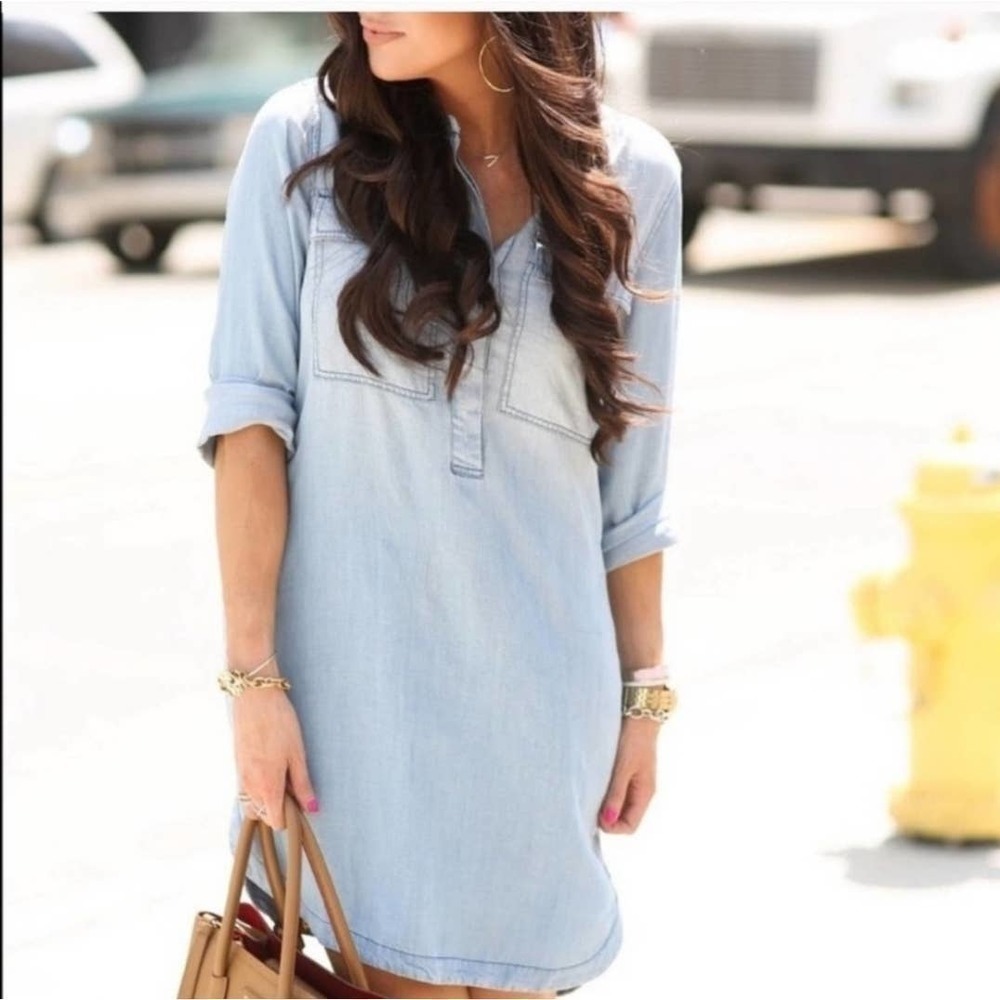 J. Crew Drapey Chambray Shirt Dress Indigo Denim Size XS - Picture 11 of 13